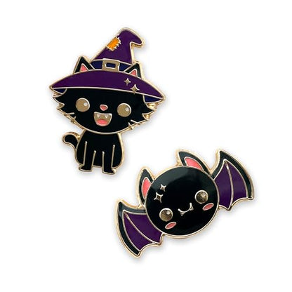 Enamel Pin for Backpack, Bag, Lapel, Kawaii Button Collector - style: Cat & Bat