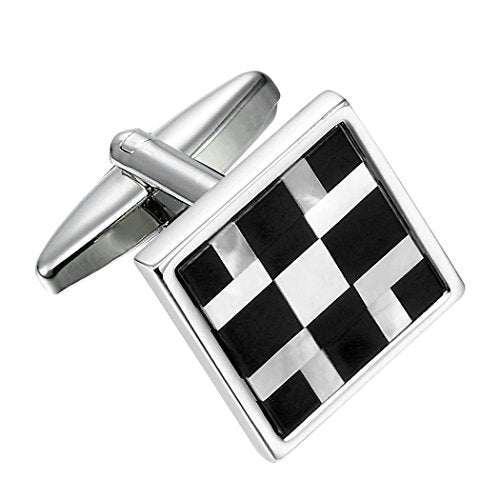 Urban Jewelry Mens Stainless Steel Nautical Knot Cufflinks Formal Wear | Nautical Cufflinks Stainless Steel Rust Resistant Finish Formal Wear Essential Business Style Essential Design - color: Onyx & Real Shell Men's Cufflinks