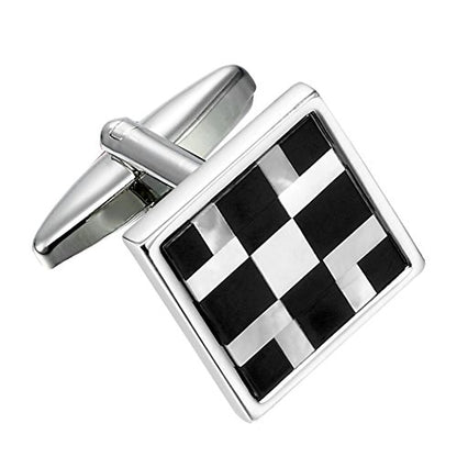 Urban Jewelry Mens Stainless Steel Nautical Knot Cufflinks Formal Wear | Nautical Cufflinks Stainless Steel Rust Resistant Finish Formal Wear Essential Business Style Essential Design - color: Onyx & Real Shell Men's Cufflinks