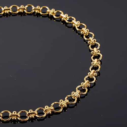 UMAOKANG 2 Meters Gold Plated Stainless Steel Chains for Jewelry Making Circle Link Chain on Spool with Jump Rings and Lobster Clasps - color: Circle Gold