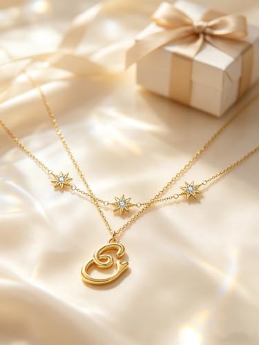 14K Gold A-Z Initial Lette Necklace Star Choker Women Necklace | Personalized Initial Jewelry, Meaningful Name Letter Gift for Women Wife Mom Friend, Perfect Present For Birthday/Anniversary - style: 14K Gold-E
