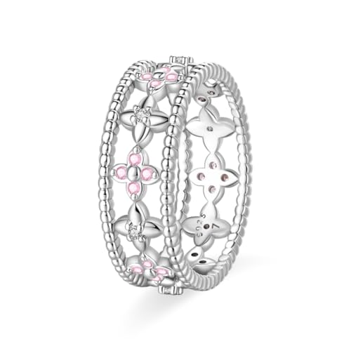 KUNSIR 925 Silver Cubic Zirconia Ring Size 7-9 Wedding Band Sterling Silver Eternity Ring Modern Style - style: Wide Band Sweetheart Ring