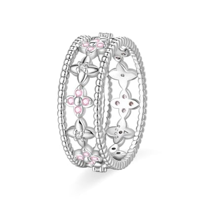 KUNSIR 925 Silver Cubic Zirconia Ring Size 7-9 Wedding Band Sterling Silver Eternity Ring Modern Style - style: Wide Band Sweetheart Ring