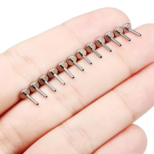 F136 Titanium 20/18/16G Threaded/Threadless Flat Earring Back Converter Kit Nose Lip Rings Medusa Labret Flatback Posts Cartilage Helix Conch Tragus Stud Piercing Jewelry Bar for Women Men - color: Internally Threaded, size: 18g, 1/4in