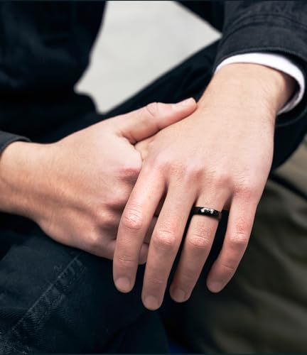 TIGRADE Black Titanium Ring 2mm 4mm 6mm 8mm Dome High Polished Wedding Band Size 3-14.5 - color: 4mm, size: 6