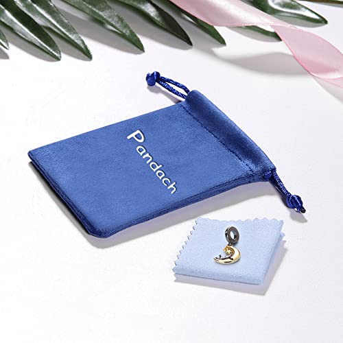 Pandach 925 Sterling Silver Charms for Bracelet&Necklace Dangle Pendant Bead with 5A Cubic Zirconia Stones,Jewelry Beads Gifts for Women - style: Kitten and Moon Charm
