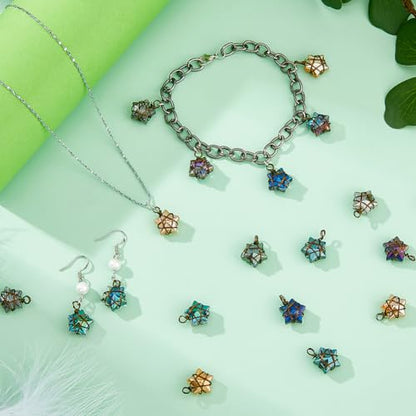 SUPERFINDINGS 40Pcs Wire Wrapped Star Pendants AB Color Electroplate Glass Charms Mixed Color Crystal Dangle Charms for Earring Bracelet Necklace Jewelry Making - color: Brozen