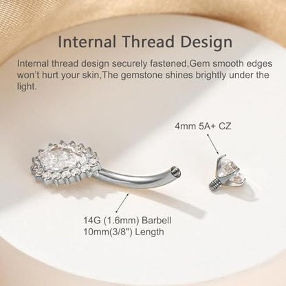 Gold Belly Button Ring, Titanium Dangle Floating Navel Piercing Jewelry - color: Silver-Water-10mm