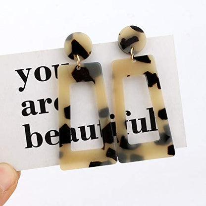 Multicolor Resin Acrylic Rectangle Geometric Drop Dangle Earrings Leopard Mottled Tortoise for Women Exaggerated Lightweight Jewelry - color: A