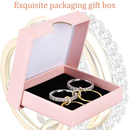 Stackable Rings Women Non Tarnish 18K Gold CZ Interlocking Ring Set | 18K Gold Plated, Hypoallergenic & Non Tarnish, Cubic Zirconia, Mixed Metals, Dainty Stacking Set, Gift for Her - color: Gold
