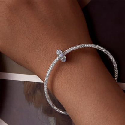 Heart Charm Clip Lock Spacer Stopper Charm Bead Bracelet 925 Sterling Silver Charms Safety Chain for Pandora Bracelets - color: Snowflake Stoppers Bead