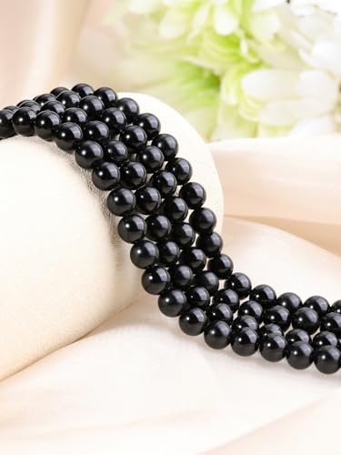 Jovivi 8mm Natural Black Obsidian Gemstone Beads for Jewelry Making,96pcs | Energy Healing Crystals Polished Round Smooth Stone Beads,Genuine Real Stone Beads for Bracelet Necklace - color: Black Obsidian