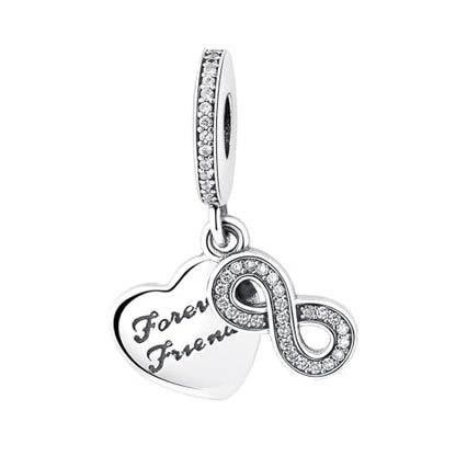 925 Sterling Silver Charms Pendants Mom Heart Dog koi fish Sea Turtle Football Charms for bracelet Pendants Beads Mom Sister Wife Family, Friends, Birthday gifts - style: Forever friend pendant