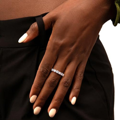 3.5mm Stackable Rings S925 Sterling Silver Created Birthstone & Cubic Zirconia Ring for Women Wedding Bands Anniversary Birthday Jewelry Size 6 to 10(with Box) - color: 10-Created Opal & CZ-Oct