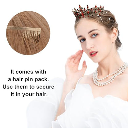 COCIDE Black & Red Crowns for Women Gothic Tiaras for Women Queen of Hearts Crown Accessories Costume Halloween Cosplay Princess Birthday Pageant Bride Headpieces - color: V7,Black&Red