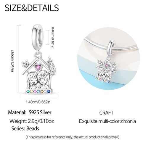 925 Sterling Silver Charms for Bracelets Necklaces Dangle Pendant With 5A Cubic Zirconias Bead Charm for Women DIY Jewelry - style: Couple's Pendant
