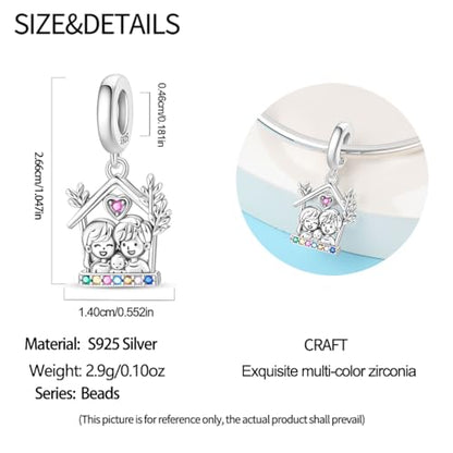 925 Sterling Silver Charms for Bracelets Necklaces Dangle Pendant With 5A Cubic Zirconias Bead Charm for Women DIY Jewelry - style: Couple's Pendant