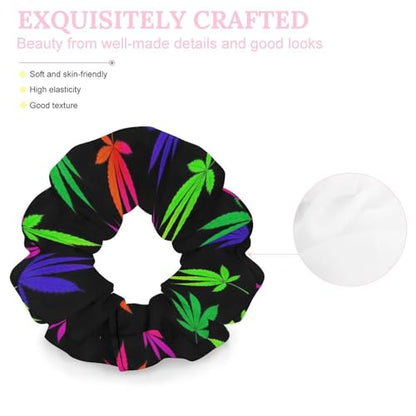 Coil Hair Ties for Thick Hair Trippy Neon Weedleaf Leaves, Strong Hold Spiral Scrunchies, No-Crease Ponytail Holder for Women with Long or Thick Hair - color: Style (860)