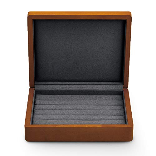 Oirlv Solid Wood Ring Jewelry Box Organizer Earrings Jewelry Drawer Organizer Tray with Lid (Grey) - color: Grey Box