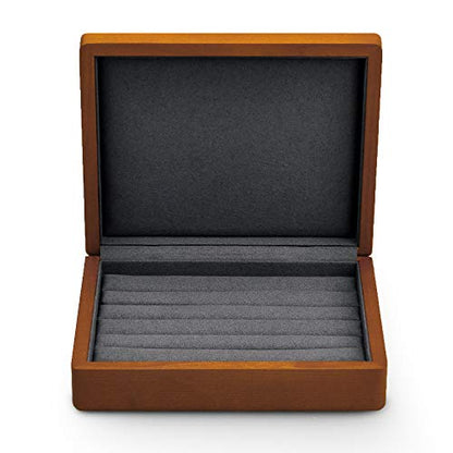 Oirlv Solid Wood Ring Jewelry Box Organizer Earrings Jewelry Drawer Organizer Tray with Lid (Grey) - color: Grey Box