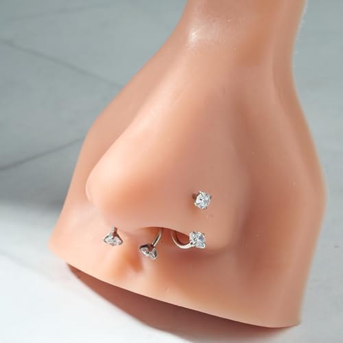 18g 20g 22g Nose Rings Hoops Silver Gold Hoop Nose Ring Surgical Steel Hypoallergenic Cartilage Hoop Earring Thin Helix Earring Hoops Tiny Small Lip Rings Piercing Jewelry 6mm 8mm 10mm - color: Silver 20g 8mm Clicker
