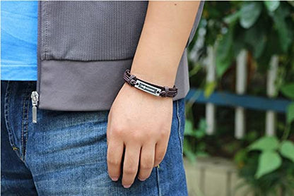 FORUBUS Religious Cross Leather Bracelet, Leather Cross Bracelet for Women Men Religious Gift, Church Pray Baptism Christmas Jewelry - color: Brown Cross+WWJD