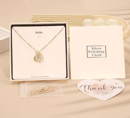 Double Pendant Necklace for Women 18k Gold Plated Necklace Cubic Zirconia Dainty Gold Necklaces for Women - style: Sun and Moon