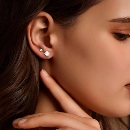 Pearl Earrings for Women 14k Gold/Silver Pearl Drop Earrings Long White Pearl Tassel Dangle Statement Earrings Bridal Wedding Dainty Prom Earrings Birthday Gifts Jewelry - color: Silver Caged Pearl+Ball Stud Earrings