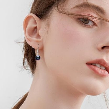925 Sterling Silver Black Pearl Dangle Earrings Pearls Drop Jewelry Birthday Gifts for Women - color: Black Pearl