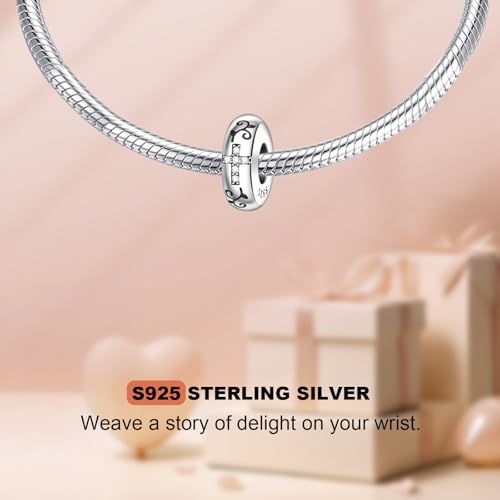 Annmors S925 Clip Spacer Safety Chain Stopper Charms for Pandora, Gift Mom Daughter Friend Sister Wife Grandma Girlfriend Fmaily On Christmas Mothers Valentines Halloween Graduation - color: C05-2pcs Silicon Spacer