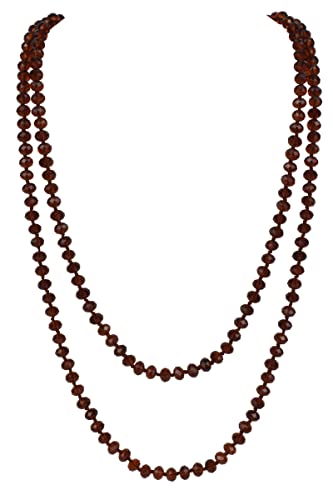 Firstmeet Fashion Beads Rope Knot Long Beaded Necklace Versatile 60" Strand Costume Jewelry for Women - color: Dark Brown