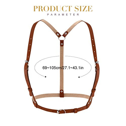 BODIY Plus Size Harness Punk Leather Black Harness Belts Women Fashion Body Harness for Women - color: Brown