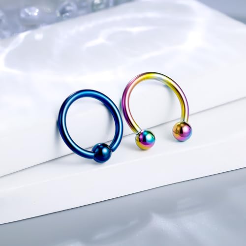 12G & 16G Septum Rings - Surgical Steel Septum Piercing Jewelry Horseshoe & Snake Bite Rings, Daith Rook Earrings for Women & Men - color: 12G 14MM
