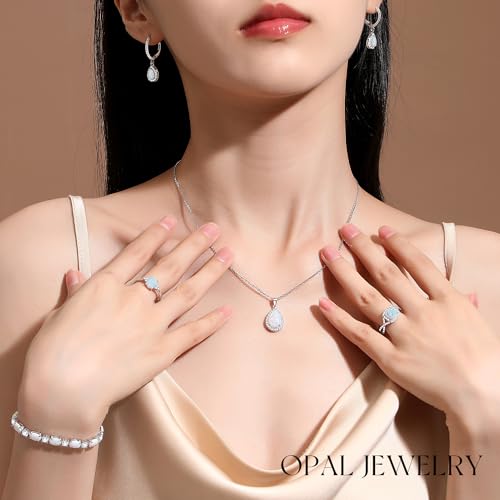 FANCIME Glamour Radiance Sterling Silver Birthstone Tennis Bracelets 7" | Charm Fine Jewelry Birthday Gifts for Women - color: OCT-Opal