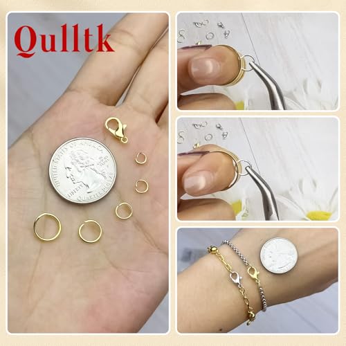 1200 Pcs Jump Rings for Jewelry Making Supplies, Necklace Repair Kit with Plier, Tweezer, Lobster Claw Clasps, Open Rings for Crafts & Keychains (1200Pcs Gold) - color: 1200Pcs Gold