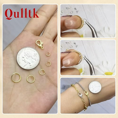 1200 Pcs Jump Rings for Jewelry Making Supplies, Necklace Repair Kit with Plier, Tweezer, Lobster Claw Clasps, Open Rings for Crafts & Keychains (1200Pcs Gold) - color: 1200Pcs Gold