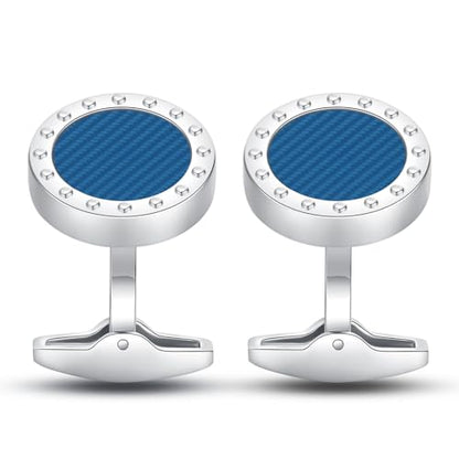 Cufflinks for Men, Stainless Steel Classic Black Pearl, Blue Carbon Fiber CuffLinks men's accessories, Great Gift for Father, Husband - style: Blue carbon fiber
