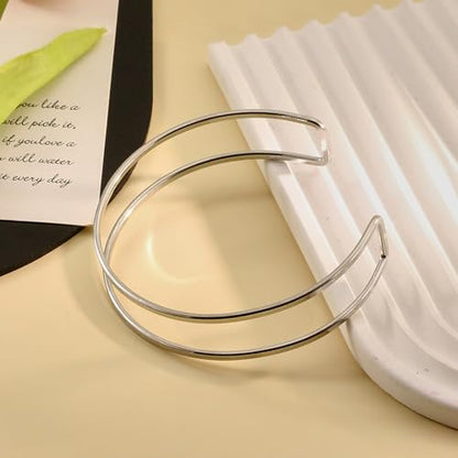 Todenb Upper Arm Cuff for Women Minimalist Adjustable Arm Band Gold Silver Arm Cuff Multi-Layer Arm Bracelet Upper Arm Jewelry - color: Silver Parallel