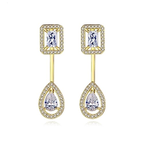 Gold Plated Geometric Style Sparkly Dainty Rectangle Teardrop Shaped AAAAA Australia Crystal with Cubic Zirconia Y Necklace Fashion Jewelry for Women & Teen Girls - color: Teardrop Gold