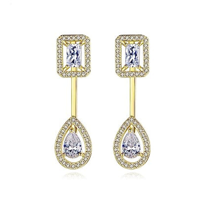 Gold Plated Geometric Style Sparkly Dainty Rectangle Teardrop Shaped AAAAA Australia Crystal with Cubic Zirconia Y Necklace Fashion Jewelry for Women & Teen Girls - color: Teardrop Gold
