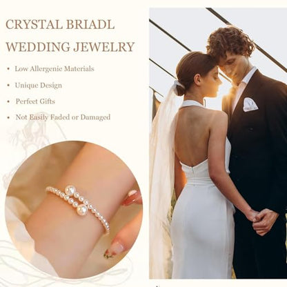Pearl Bracelets for Women Dainty Gold Pearl Stretch Stackable Bracelet Bridesmaid Wedding Jewelry Gifts Prom Wedding Guest Dress - color: A:White Pearl Bracelet