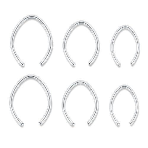 CHIC & ARTSY 925 Sterling Silver Open Hoop Earrings Small Hoop Earrings for Women Half Hoop Cartilage Piercing Adjustable Huggie Earrings - color: C:Silver 3 Pairs (6mm/8mm/10mm)