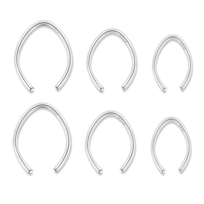 CHIC & ARTSY 925 Sterling Silver Open Hoop Earrings Small Hoop Earrings for Women Half Hoop Cartilage Piercing Adjustable Huggie Earrings - color: C:Silver 3 Pairs (6mm/8mm/10mm)
