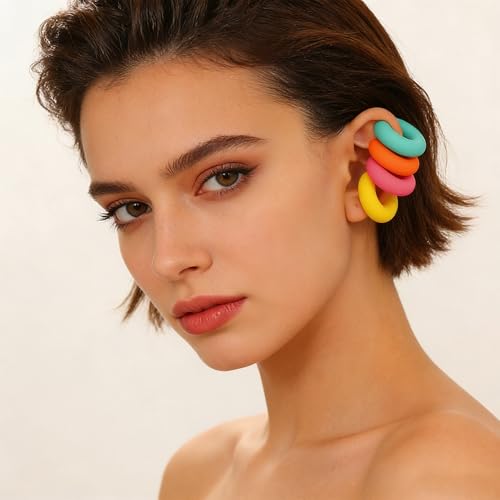4pcs Chunky Gold Silver Ear Cuff Set for Women Punk Metallic Twist Non Piercing Clip Cuff Earrings Trendy Jewelry Set for Daily Party - style: style C