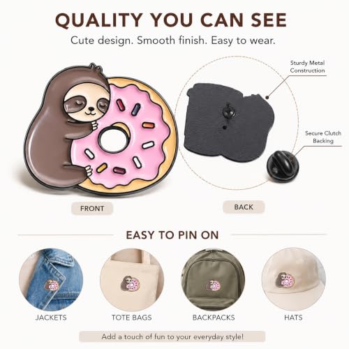 5Pcs Cute Coffee Cat Sloth Enamel Pin Set Cartoon Animal Coffee Cup Brooch Badges, Funny Lapel Pins for Backpacks, Jackets, Bags, Coffee Lover Gift - color: JH-065