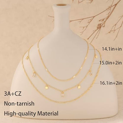 Layered Necklaces For Women,Dainty Gold Plated Necklace Stack Prom Layering Necklaces For Women Trendy Chain Cross Choker Necklace Set Fashion Accessories - color: 3set-2