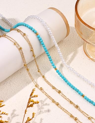 Waist Chain for Women 3Pcs Adjustable 14K Gold Plated Layered Belly Chain Pearl Beaded Waist Chain Jewelry Sets, Adjustable Waterproof Sexy Bikini Satellite Beads Sparkle Body Chain Summer Jewelry Gifts for Women - style: A-Gold