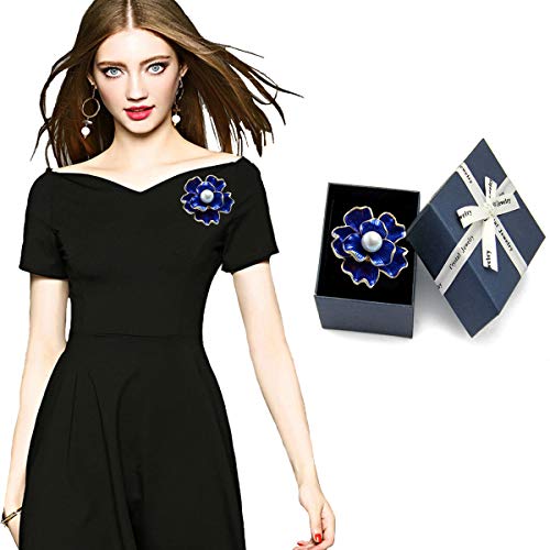 seven wolves Brooches for Women Austria Crystal Brooch Pins Rhinestones Brooches Daily Wearing Breastpin with Boxes - color: Blue 3