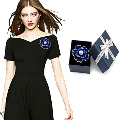 seven wolves Brooches for Women Austria Crystal Brooch Pins Rhinestones Brooches Daily Wearing Breastpin with Boxes - color: Blue 3