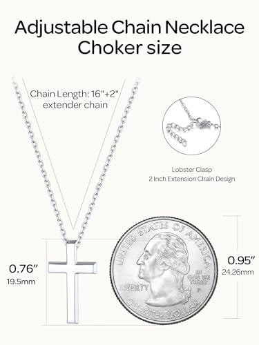 ChicSilver 925 Sterling Silver Cross/Heart/Butterfly/Star/Moon Necklace for Women, Hypoallergenic Dainty Small Silver Pendant Necklaces (with Gift Box) - style: 01.Cross